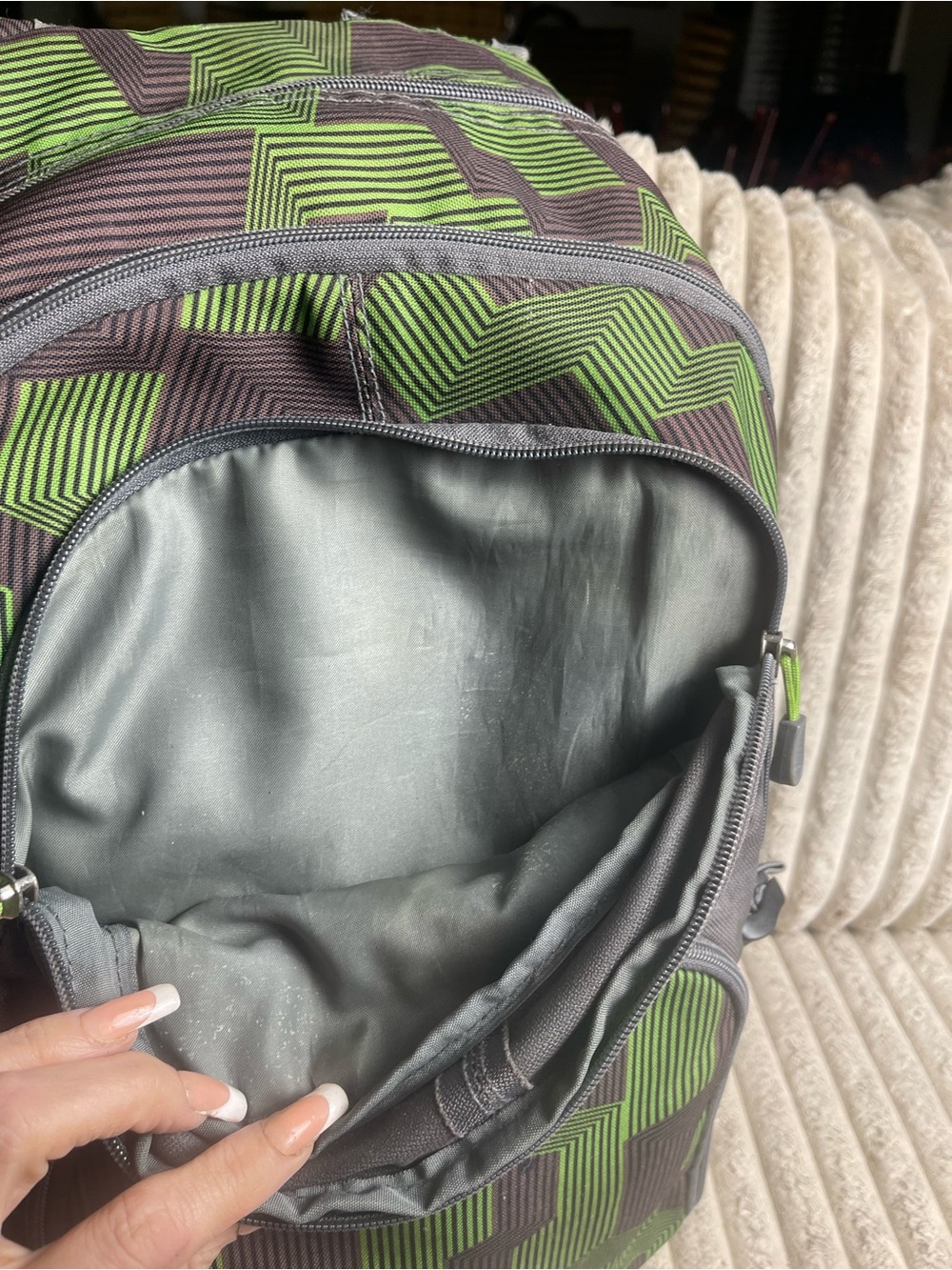 High Sierra Backpack Laptop School Travel Bag Gray Green Geometric Print - Picture 6 of 8